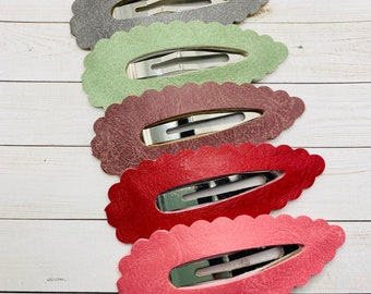 Jumbo Snap Clips, Large Leather Snap Clips for Women, Oversized Hair Clips, Trendy Snap Clips, Faux Leather Barrettes