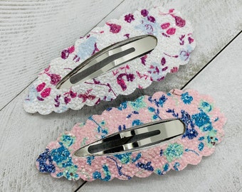 Floral Glitter Snap Clips