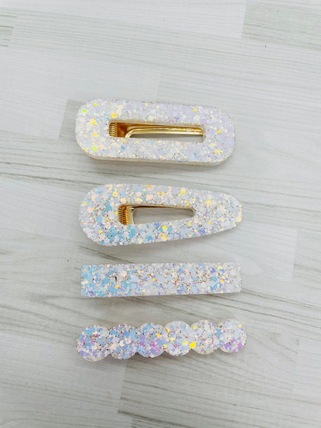 Frosted Snow Holograhic Glitter Resin Clips Acrylic Hair - Etsy