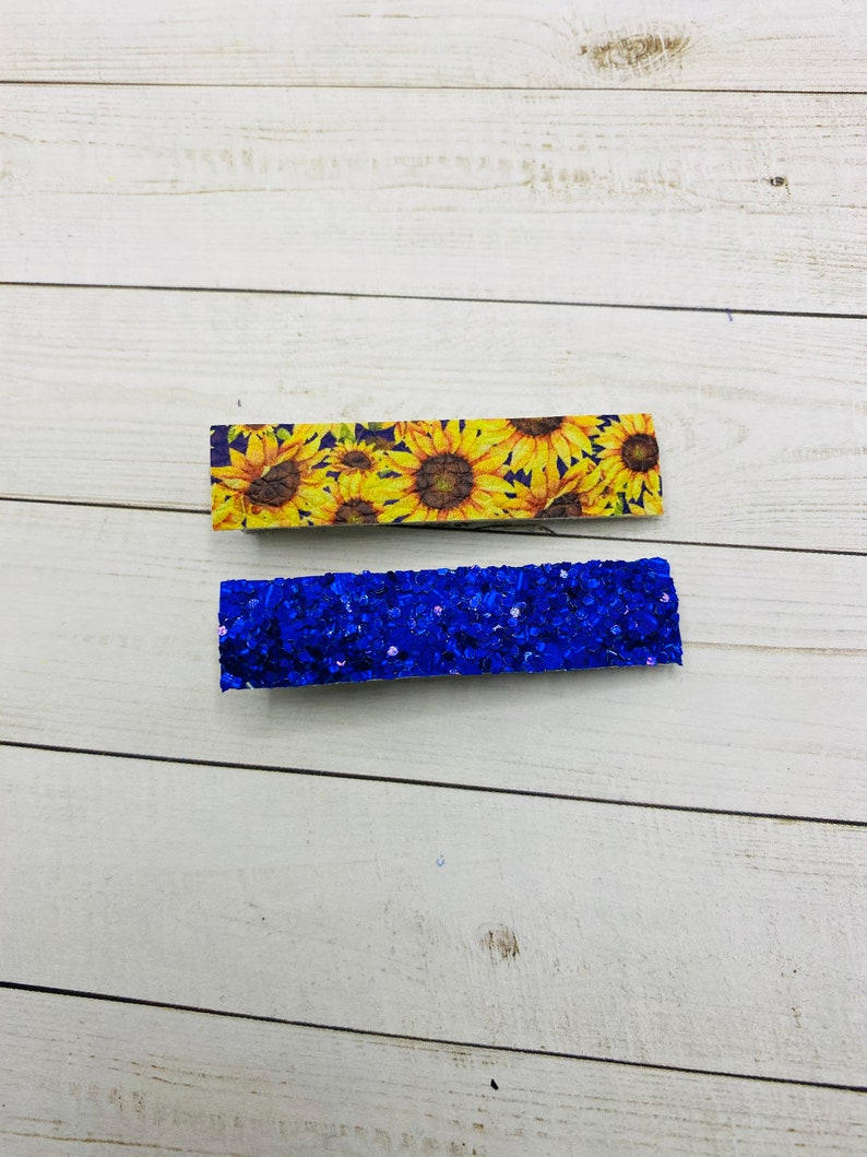Sunflower and Glitter Hair Clip Set Fall Bar Clip Set Fall Clips for Girls Fringe Clips with Sunflowers