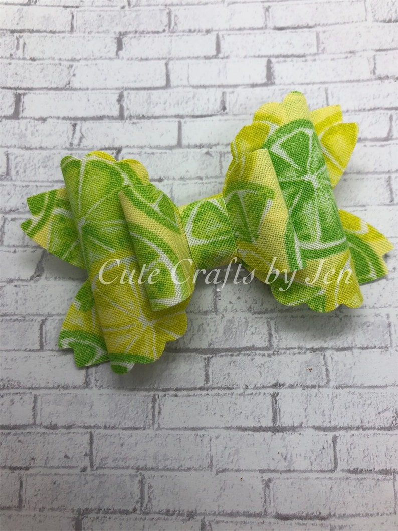 Lemon lime fabric bow lemon headband