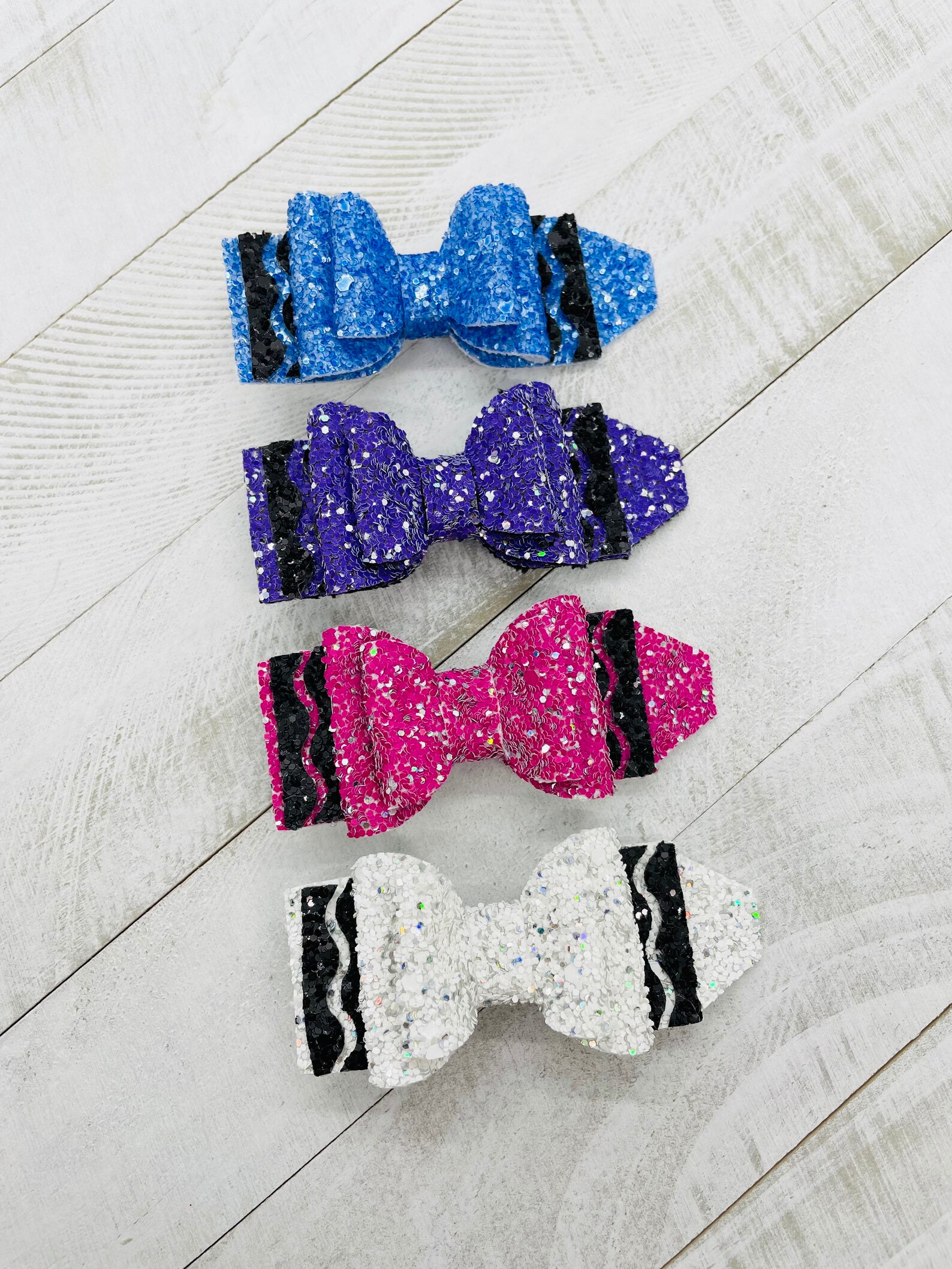 Glitter Crayon Hair Bows Back to School Bows Toddler Pigtail Etsy