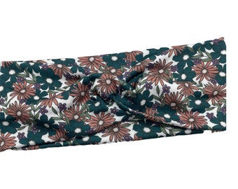 Pink and Teal Floral Headband