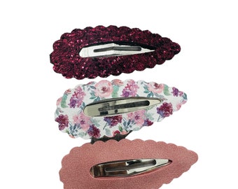 Pink Floral Snap Clip Set