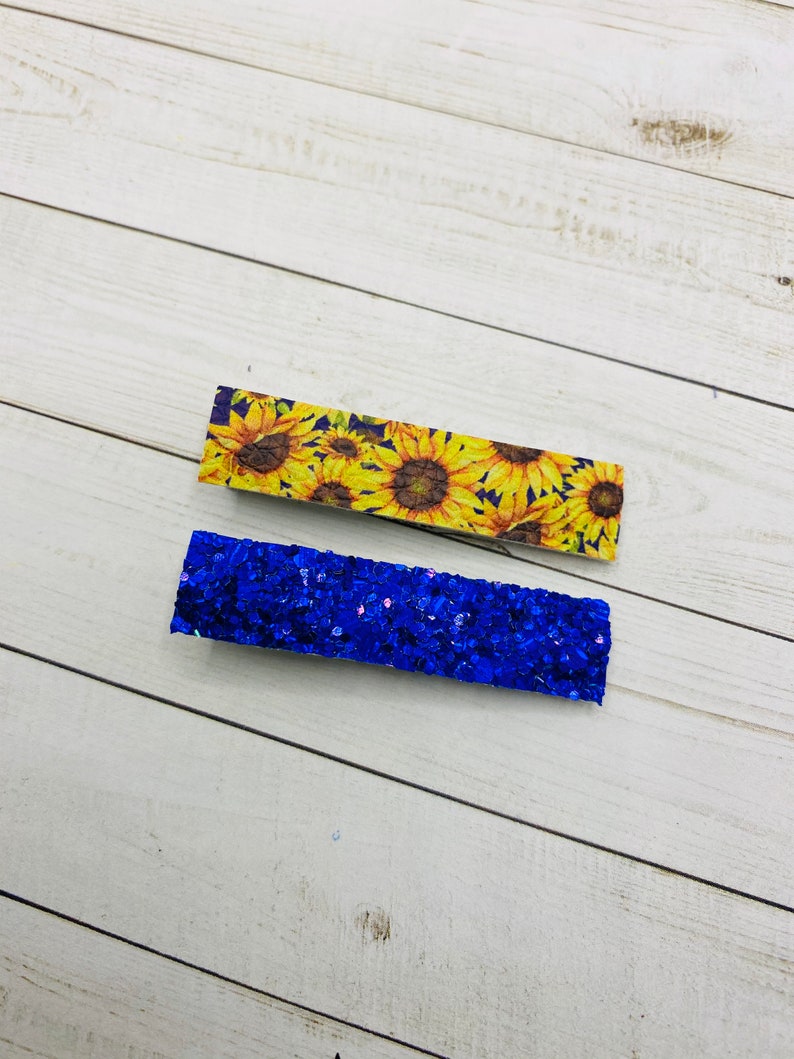 Sunflower and Glitter Hair Clip Set Fall Bar Clip Set Fall Clips for Girls Fringe Clips with Sunflowers
