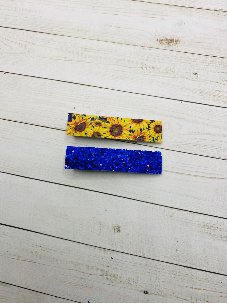 Sunflower and Glitter Hair Clip Set Fall Bar Clip Set Fall Clips for Girls Fringe Clips with Sunflowers