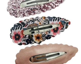 Rose Gold Floral Snap Clip Set