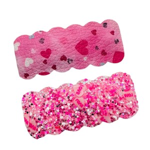 Valentine's Day Pink Glitter Heart Faux Leather Snap Clips, Jumbo Glitter Snap Clips, Hair Clips for Women, Hair Clips for Girls image 4