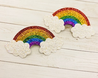 Glitter Rainbow Pigtail Bows, Glitter Rainbow Headband, Glitter Rainbow Hair Clip, Glitter No Slip Hair Clip, Rainbow Baby Headband