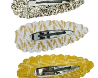 Gold Glitter Snap Clip Set