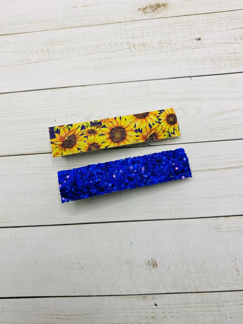 Sunflower and Glitter Hair Clip Set Fall Bar Clip Set Fall Clips for Girls Fringe Clips with Sunflowers