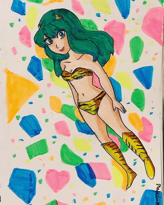 Lum Urusei Yatsura Original Sketch Neon Anime - Etsy