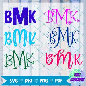 Monogram SVG Bundle, 6 Sets of Monogram Fonts, SVG & DXF Cut Files, Pdf, Png, Silhouette, Cricut, Scan N Cut,