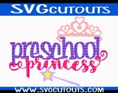Preschool Princess School Design, Back To School, SVG, Eps, Dxf Format, Cutting Files For Cricut Cameo, Preschool Princess Cutting File