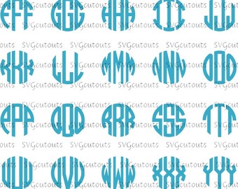 Round Circle Monogram Font Alphabet Designs, SVG, Eps, Dxf Formats, Cutting Machines, Silhouette, Cricut, Scan N Cut, INSTANT DOWNLOAD