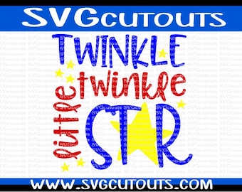 Twinkle Twinkle Little Star Design, SVG, Eps, Dxf, Png Formats inclus, coupe à la Machine, Twinkle Star coupe fichiers, téléchargement immédiat