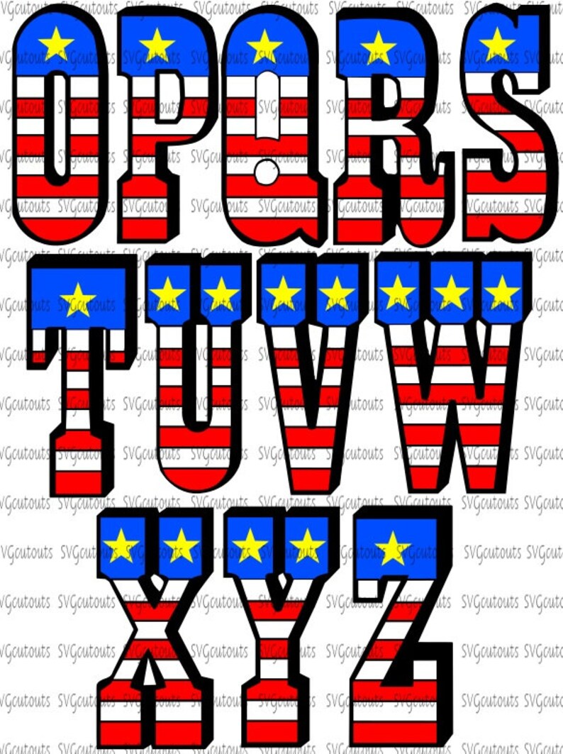 Download American Flag Patriotic Font Alphabet Design SVG Eps Dxf ...