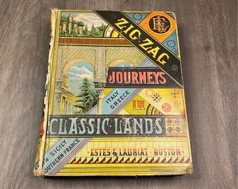 Zig Zag Journeys Classic Lands 1888, Zig Zag Journeys, Vintage Buch, Antikes Buch
