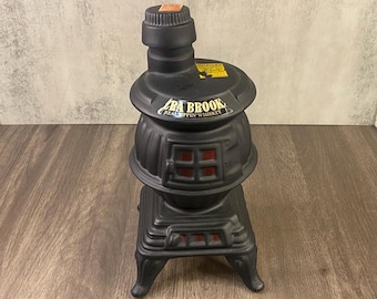 Vintage Ezra Brooks Pot Belly Stove Whiskey Decanter – Real Sippin’ Whiskey Collectible, Retro Barware