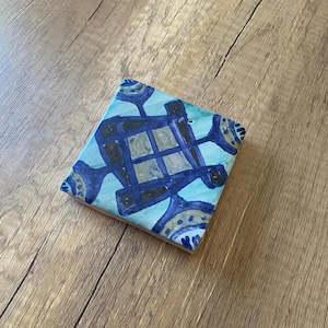 Handcrafted Ceramic Tile with Abstract Design, Signed by Artist, Ceramic Tile, Artist Tile
