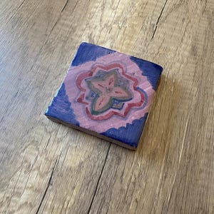 Handcrafted Art Tile - Decorative Ceramic Tile with Vibrant Floral Design, Signed by Artist, Ceramic Tile, Artist Tile