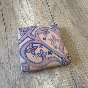 Handcrafted Ceramic Tile with Abstract Design, Signed by Artist, Ceramic Tile, Artist Tile