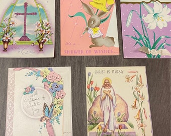 Vintage Easter Cards, 5 Easter Cards, Vintage Easter, Antique Easter, Vintage Cards