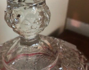 Crystal and cranberry glass candy dish