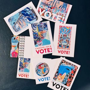 ¡VOTA! Postales impresas de 4x6" - obra de arte original de Cori Jacobs - ¡listas para escribir y enviar!