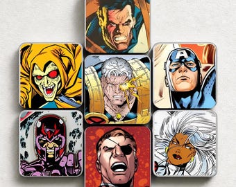 Vintage Comic Book 1 Inch Magnet - Set of 6 | Choose from 52 Characters!