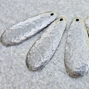 3 HAMMERED TEARDROP Pendants | pewter stamping blanks | custom cast | H1-06