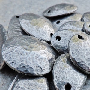 3 HAMMERED ROUND pendants pewter stamping blanks custom cast H1-03 image 1