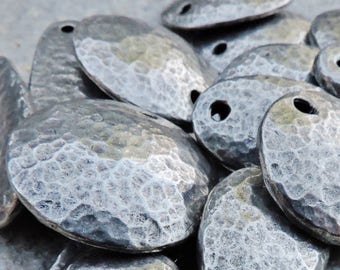 3 HAMMERED ROUND pendants | pewter stamping blanks | custom cast | H1-03