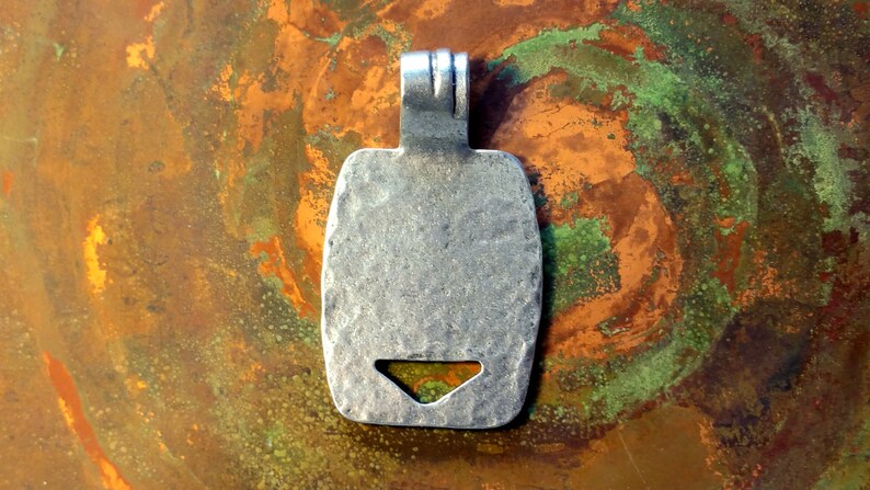 3 HAMMERED Rectangular FOCAL Pendants pewter stamping blanks custom cast KB-07 image 2