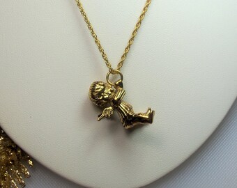 Collar con colgante de ángel vintage en tono dorado - Navidad