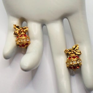 Vintage Avon-kerstversiering clipoorbellen: goudkleurige strass vakantiesieraden