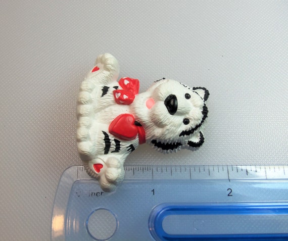 Vintage White and Black Tiger With Red Heart and … - image 4