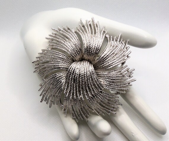 Vintage Textured Detailed Silver Tone Twisted Rop… - image 1