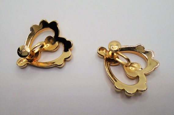 Vintage Polished Gold Tone Cut Out Detailed Screw… - image 5