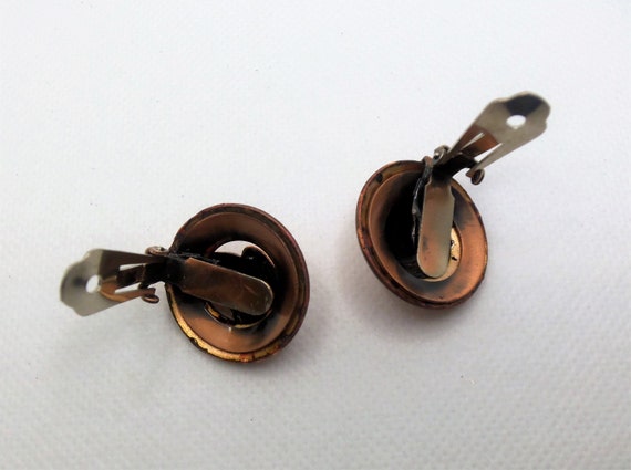 VIntage Copper Tone and Orange Enamel MCM  Clip E… - image 5