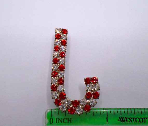 Vintage Silver Tone Prong Set Red and Clear Rhine… - image 5
