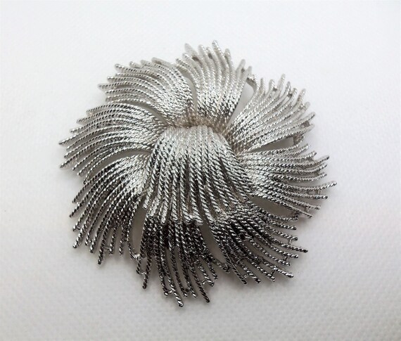 Vintage Textured Detailed Silver Tone Twisted Rop… - image 2