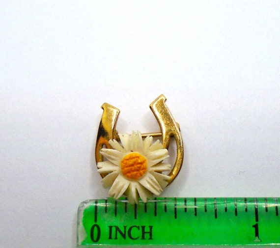 Vintage Yellow Gold Filled Carved Daisy Flower Ho… - image 4