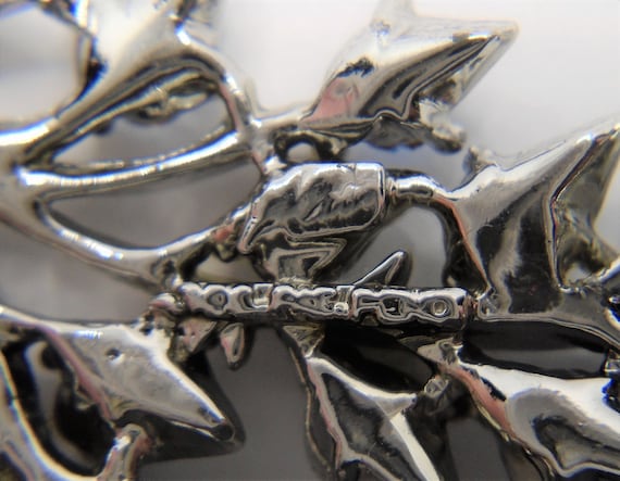 Vintage Polished Silver Tone Detailed Leaves with… - image 10