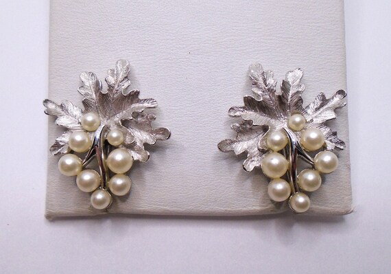 Vintage Textured and Detailed Silver Tone Leaves … - image 3