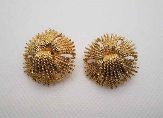 Vintage Textured Detailed Gold Tone Twisted Rope … - image 2