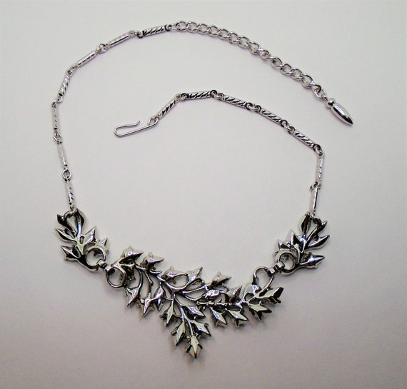 Vintage Polished Silver Tone Detailed Leaves with… - image 9