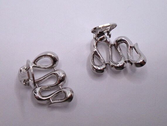 Vintage Polished Silver Tone Squiggle Clip Earrin… - image 7