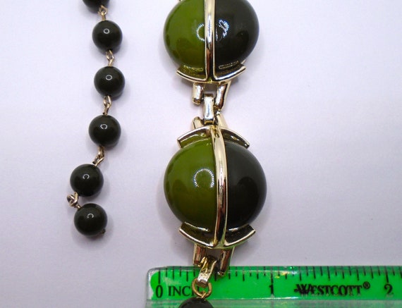Vintage Polished Gold Tone Olive and Dark Green T… - image 6