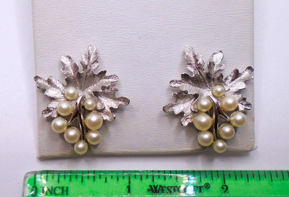 Vintage Textured and Detailed Silver Tone Leaves … - image 5